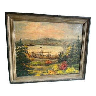 Jasmine Decker 1953 Hudson Valley Landscape Oil on Board Painting For Sale