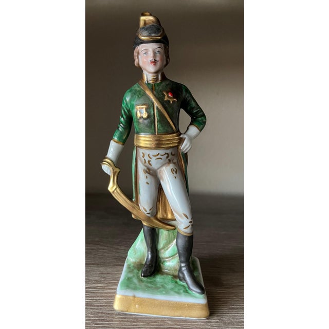 Mid-Century Modern Vintage Hand-Painted Capodimonte Porcelain Figurine of a Napoleonic Soldier For Sale - Image 3 of 7