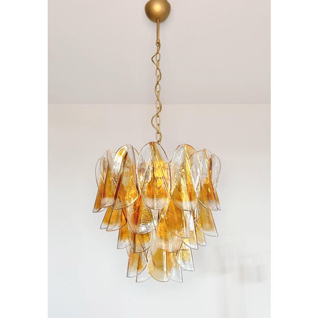 1990s Vintage Italian Murano Chandelier with 41 Rondini Amber Glass, 1990s For Sale - Image 5 of 18
