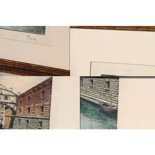1930s Bridge of Sighs Venice Aquatint, Italian, Framed and Signed For Sale - Image 6 of 13