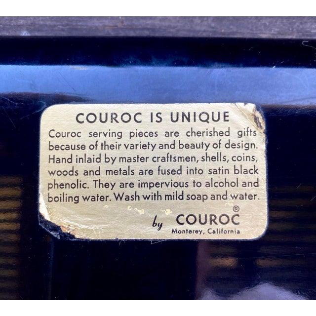 Black Rare Vintage Couroc of Monterey "Blueprints Under Sail Ii" Mid-Century Modern Nautical Cocktail Tray For Sale - Image 8 of 9