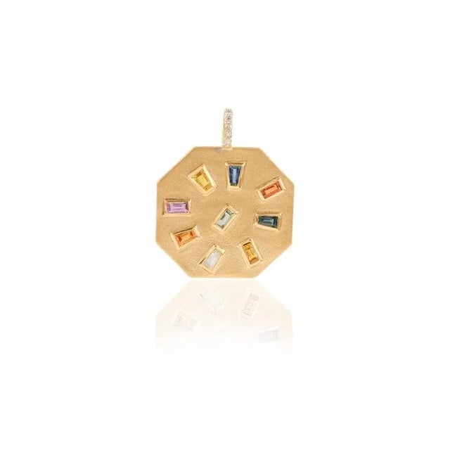 Multi Sapphire Pendant 18k Solid Yellow Gold For Sale In New York - Image 6 of 8