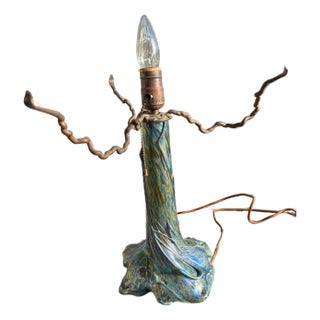 1970s Signed Tom Arnold Phoenix Studios Iridescent Art Glass Lamp Base For Sale