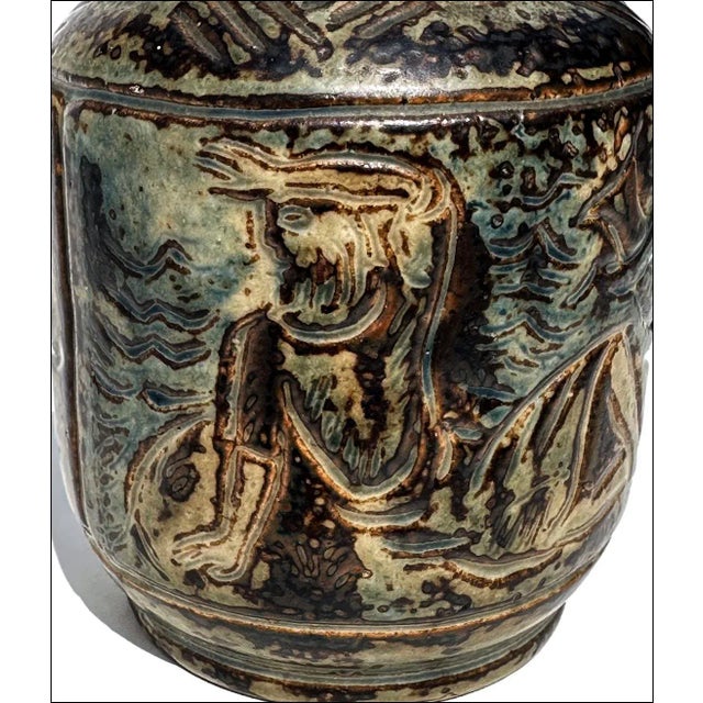 Royal Copenhagan 1950s Jais Nielsen Royal Copenhagen Jonah & the Whale Art Pottery Vase For Sale - Image 4 of 8