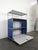 Gentian Blue and White Cabinet with Drop-Down Door on Casters from USM Haller, in Very Good conditions.