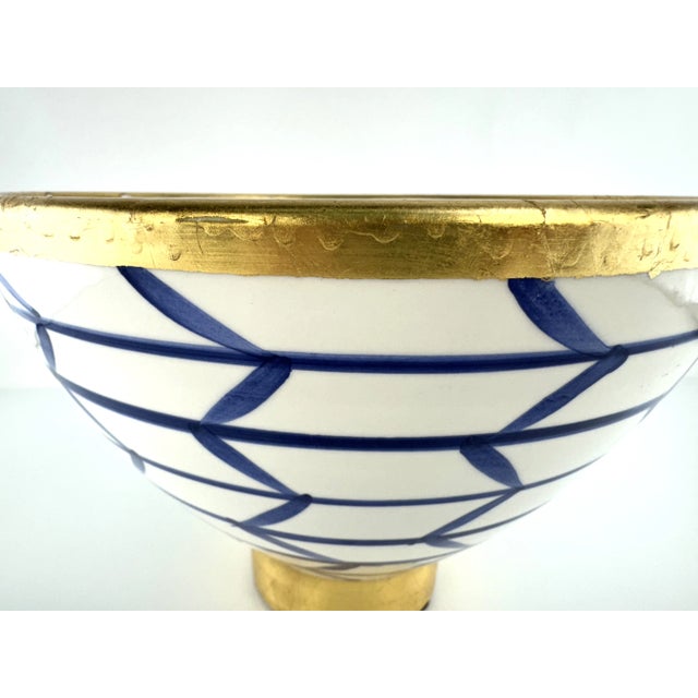 Vintage Abigails Artisanal Italian Hand-Painted Ceramic Bowl With Gold Leaf Detailing For Sale - Image 9 of 11
