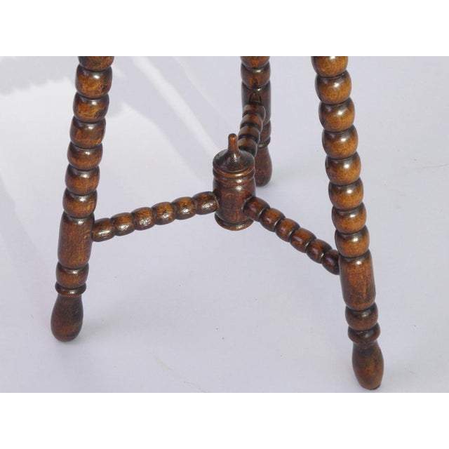 Small Antique Round Carved and Lacquered Wooden Bobbin Side Table, 1920s For Sale - Image 6 of 10