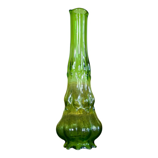 14” Kanawha Dark Uranium Glass Swung Vase – Uv Reactive Vintage Art Glass For Sale
