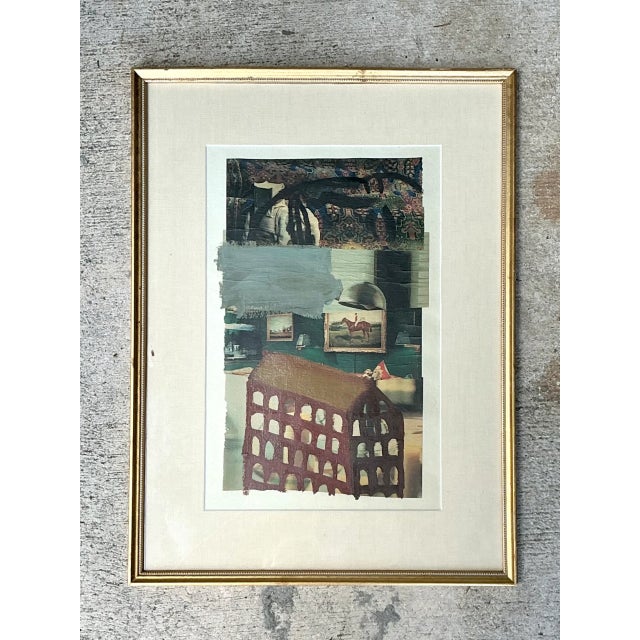 Vintage Framed Mixed Media Artwork on Paper For Sale - Image 4 of 12