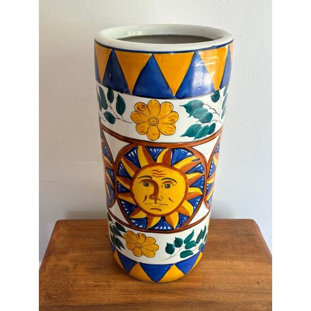 Deruta Late 20th Century Italian Style Sunburst Umbrella Stand For Sale - Image 4 of 6