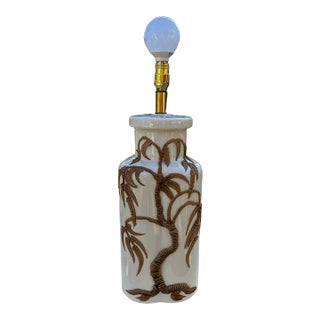 Vintage Glazed Ceramic Icing Flower Lamp For Sale