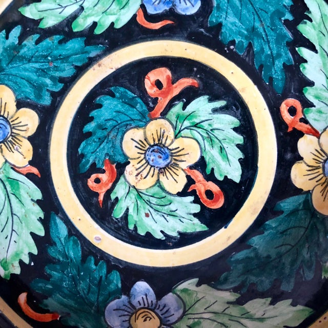 Mid-Century Modern Vintage Italian Pottery Floral Compote For Sale - Image 3 of 6