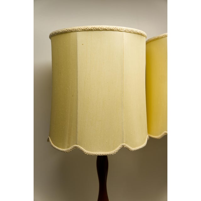 Wood Mid Twentieth Century Modern Table Lamps Ceramic and Walnut - a Pair For Sale - Image 7 of 9