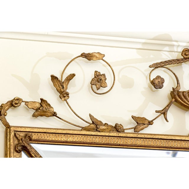Stunning 58” Friedman Brothers Louis XVI Giltwood Wall Mirror With Urn and Floral Crest For Sale - Image 4 of 13