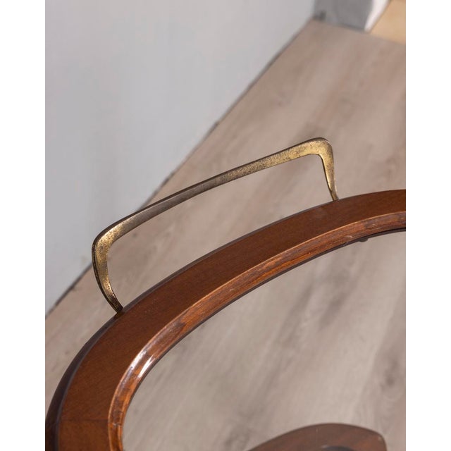 Vintage Italian Wood and Glass Bar Cart, 1950s For Sale - Image 12 of 14