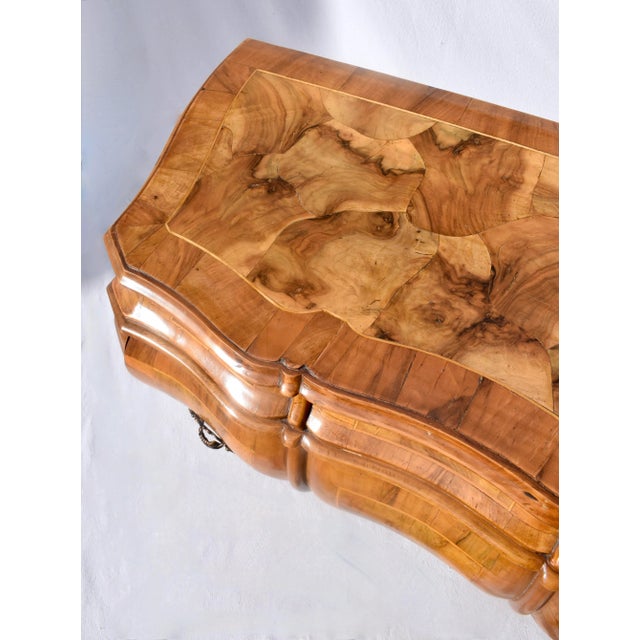 Chestnut Italian Mid-Century Oyster Burl Olive Commode With 2 Drawers For Sale - Image 8 of 11