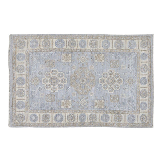 (T) Turkish Oushak Hand-Knotted Rug, 4'x6'1" For Sale