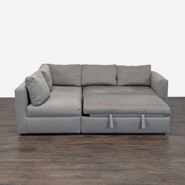 Modern Room & Board Oxford Gray Sectional Sofa With Pull-Out Sleeper For Sale - Image 3 of 8