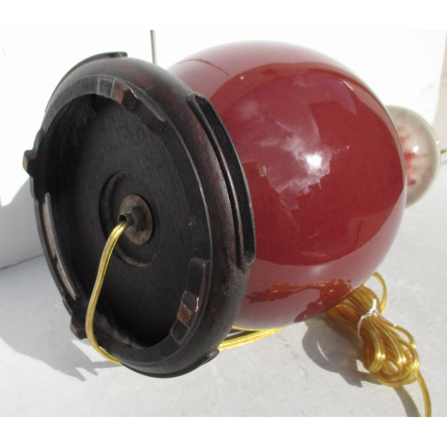 Vintage Oxblood Chinese Vase Lamp For Sale - Image 10 of 13