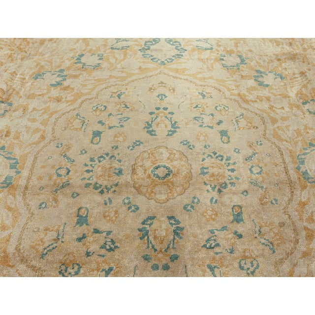 Beige Authentic 19th Century Indian Beige Wool Rug For Sale - Image 8 of 9