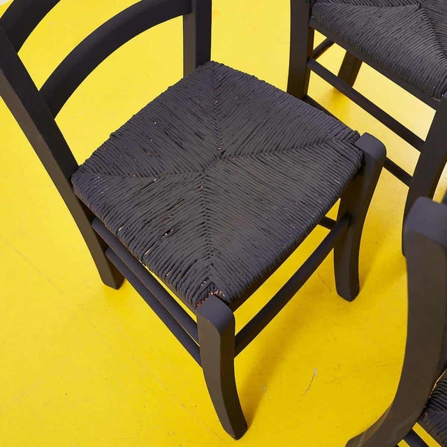 Rustic Black Chairs, Set of 4 For Sale - Image 5 of 9