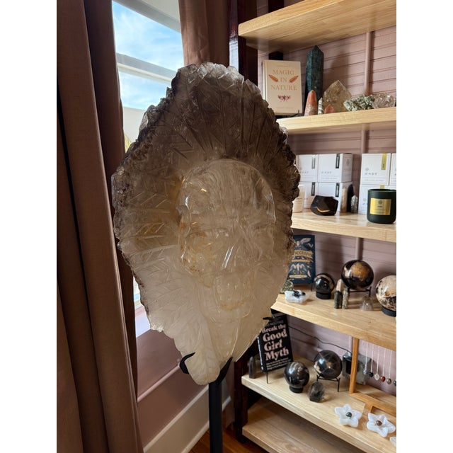 Balam: Monumental Hand-Carved Brazilian Smoky Quartz Sculpture With Natural Elestial Formation For Sale - Image 16 of 16