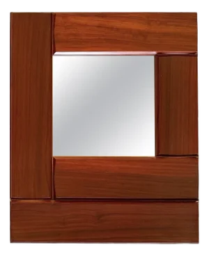 Hollywood Regency Padouk Wood Mirror, Italy, 1970s