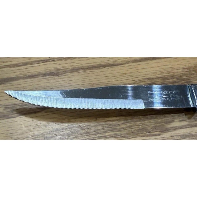 Mid 20th Century Peeredge Wood Sheffield England Stainless Steel Blade 6 Steak Knives 1960s-80s For Sale - Image 5 of 8