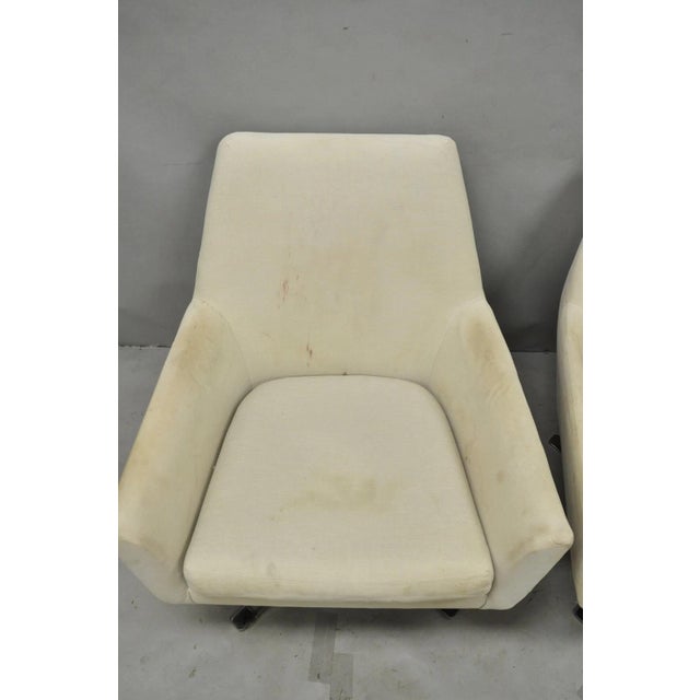 Early 21st Century West Elm Lucas Healthcare Swivel Chrome Base Modern Lounge Arm Chair - A Pair For Sale - Image 5 of 17