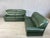 Dimensions: H 33.5" x W 82" x D 34.5"/ H 33.5" x W 70" x D 34.5" Pair of Dutch Vintage green leather two-seat sofas with...