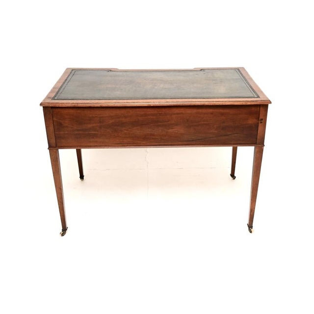 Antique Edwardian Inlaid Leather Top Desk, 1900s For Sale - Image 6 of 14