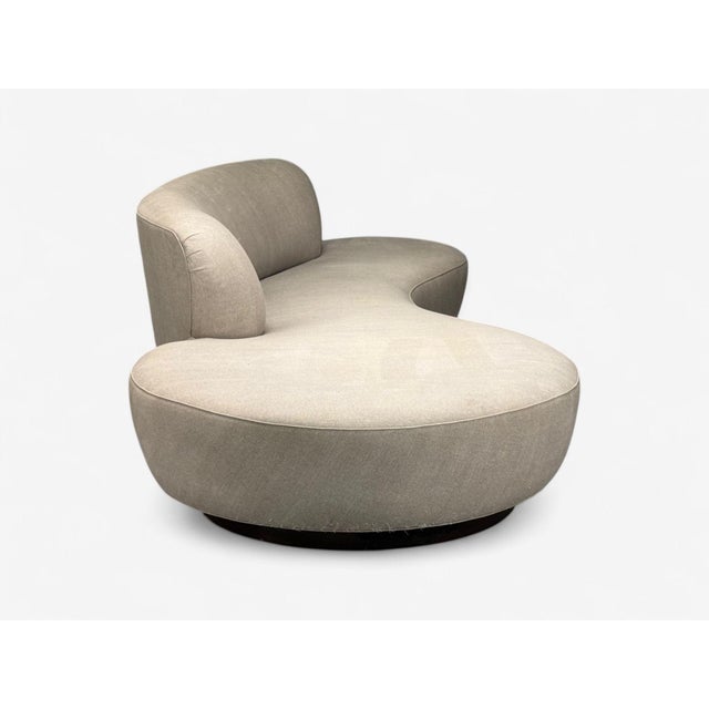 2000 - 2009 Vladimir Kagan, Walnut, Fabric, Monumental Serpentine Sofa, Usa, 2000s For Sale - Image 5 of 13
