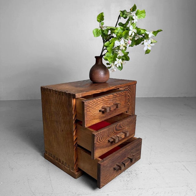 Japanese Sugi Storage Cabinet with Drawers and Door, 1960s For Sale - Image 6 of 11