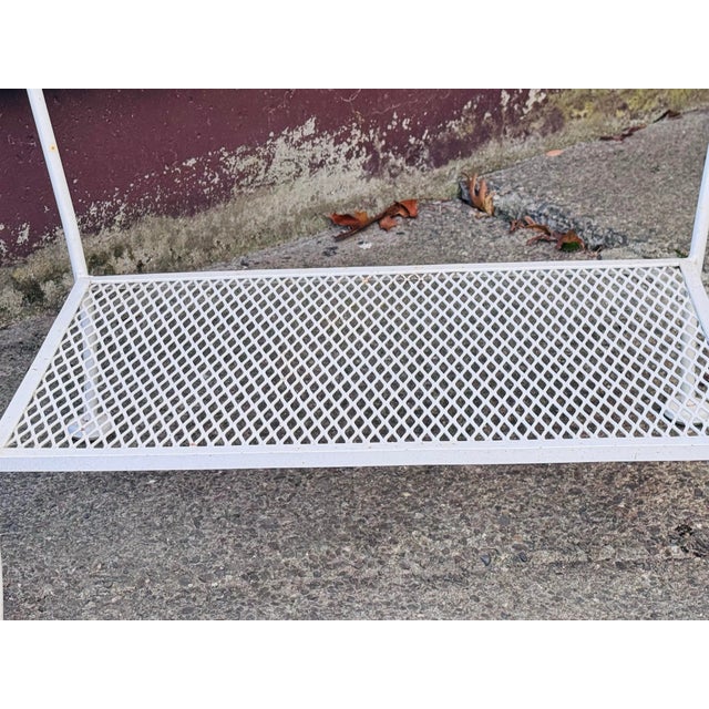 Vintage 1960s White Wrought Iron Glass Top Side Table | Chairish