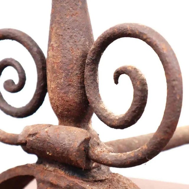 Wrought Iron Andirons, Set of 2 For Sale - Image 5 of 8