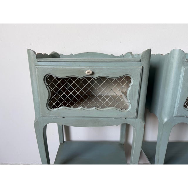 French 1960s Vintage French Louis XV Style Painted Nightstands - A Pair For Sale - Image 3 of 12