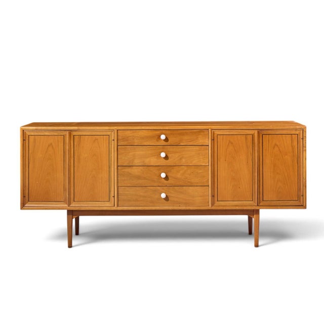 Kipp Stewart for Drexel Declaration Mid Century Walnut Credenza This credenza measures: 72.25 wide x 20 deep x 31.25...