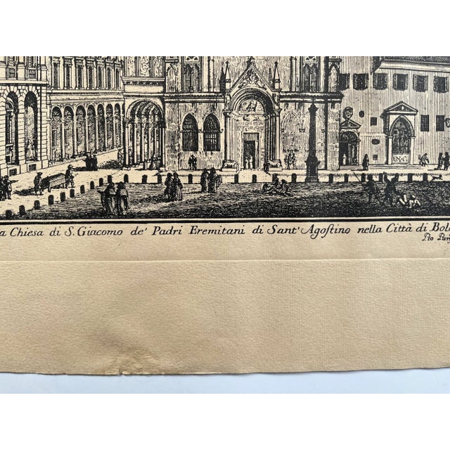 Late 19th Century Late 19th Century Antique Engraving Pio Panfili Veduta Della Chiesa Di Giacomo, Bologna, Framed For Sale - Image 5 of 12
