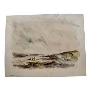 Henry Emil Salloch Original Watercolor on Paper Chebogue Point, Ns, Canada. 1953.