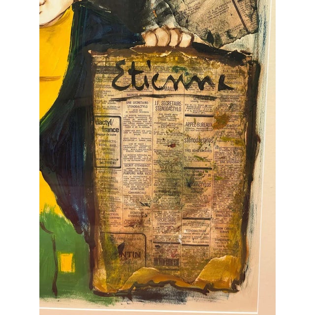 Collage and Watercolor of a Newsboy by Roger Etienne For Sale In Los Angeles - Image 6 of 8