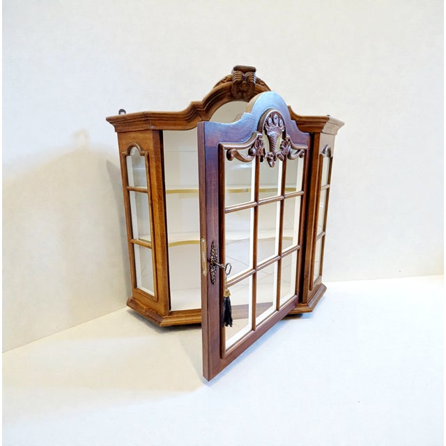 Vintage Victorian Walnut Wall Hanging Arch-Top Display Cabinet, 1920s For Sale - Image 9 of 9