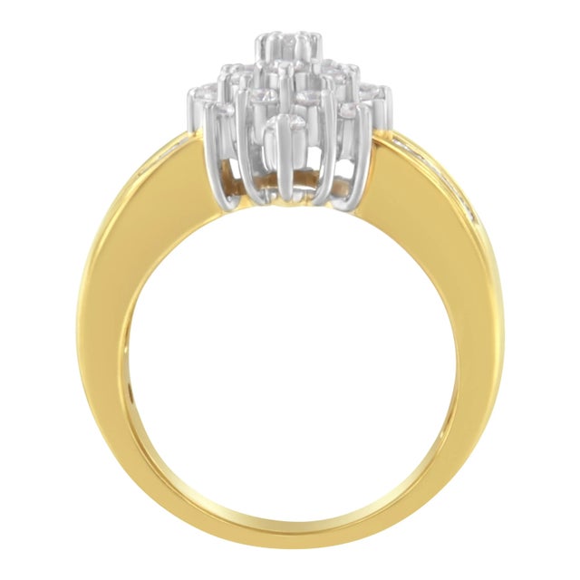 Elegant and timeless, this gorgeous 10K yellow gold diamond cocktail ring features 1.0 carat total weight of diamonds with...