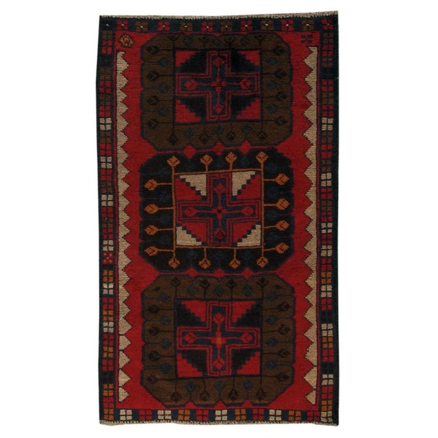 Mid 20th Century Mid-20th Century Vintage Balouch Wool Rug - 2′8″ × 4′6″ For Sale - Image 5 of 5