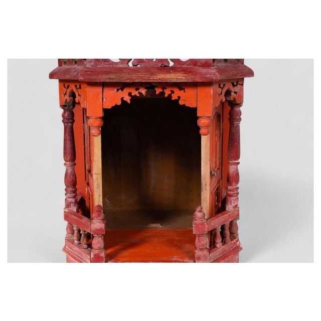 Brown Antique Indian Temple in Hand-Carved Teak For Sale - Image 8 of 11