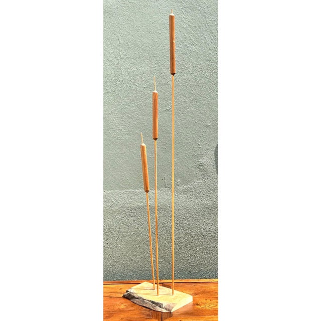 Vintage Hand Carved Sculpture of Cattails For Sale - Image 9 of 12