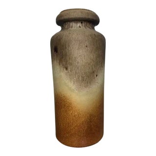 1960s Mid-Century Modern West German Pottery Vase by Scheurich in Burnt Umber and Beige For Sale