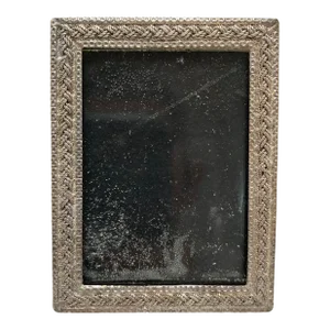 Vintage Silver Braided Rope Edge Mini Picture Frame