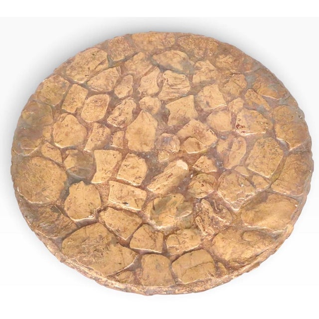Gold Brutalist Faux Gold Gilt Side Table With Textured Surface C. 1970's For Sale - Image 8 of 11