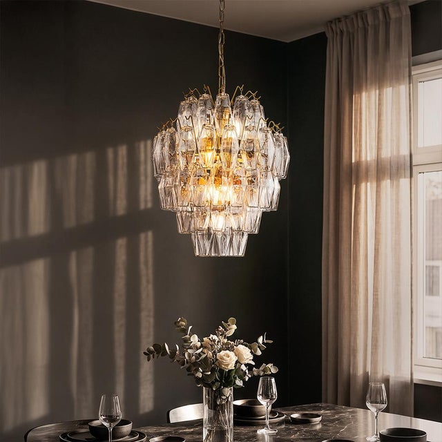 2020s Aloadecor Hand-Blown Glass Chandelier in Warm Brass For Sale - Image 5 of 9