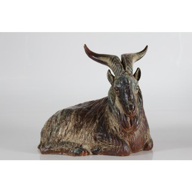 Largre Goat Buck Figurine in Stoneware by Karl Larsen for Royal Copenhagen, 1947 For Sale - Image 11 of 11